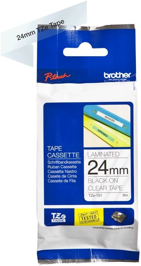 Brother TZE151 Original P-touch Schriftband TZe-151 24 mm, schwarz auf transparent (kompatibel,u.a.