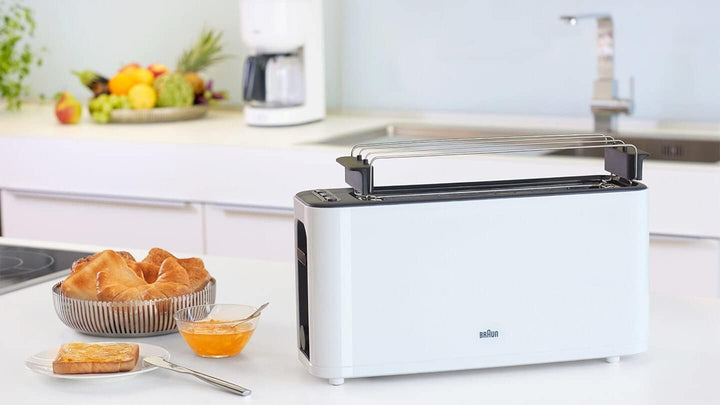 Braun Household HT 3110 WH Toaster | Langschlitz | Extrabreite Toastkammer | Herausnehmbare Krümelsc