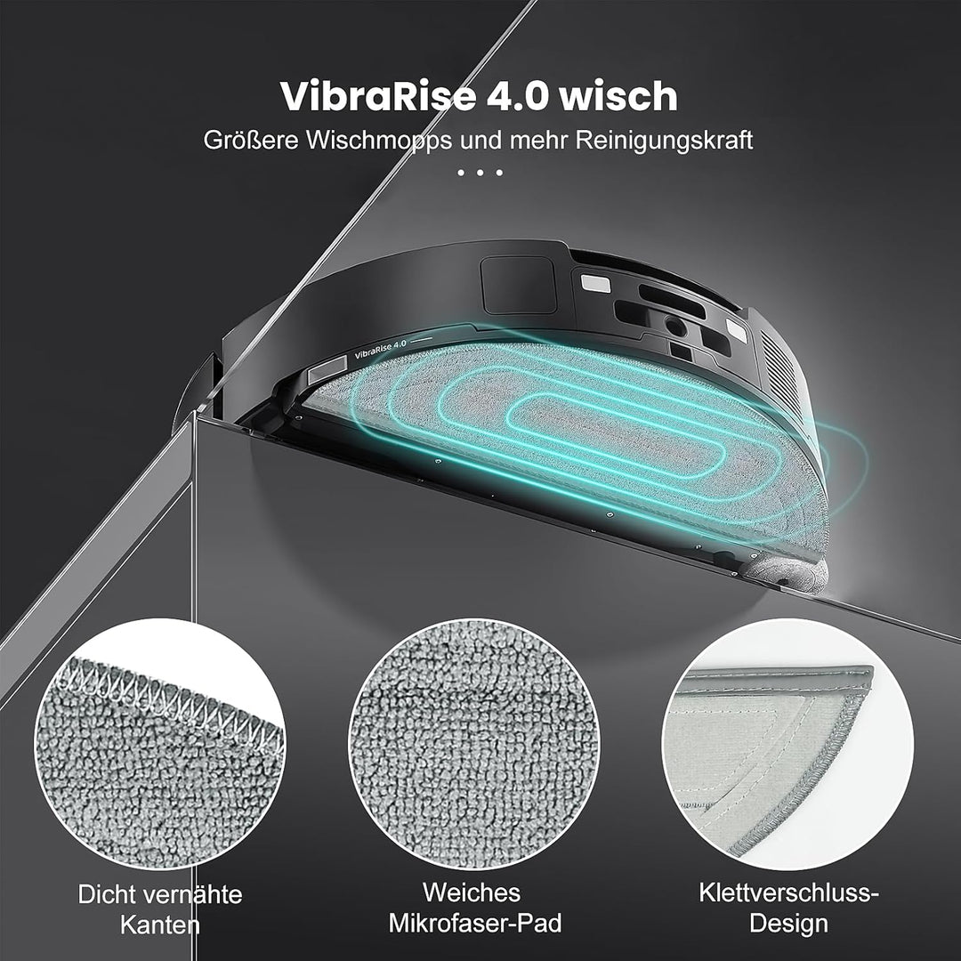 12 Stück Wischtücher Set für Roborock Saros 10 Saugroboter, 6 Wischtuch und 6 Seitenwischer, Silberi