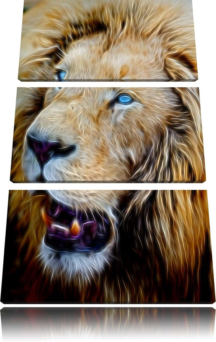 schöner weisser Löwe Spezial 3-Teiler Leinwandbild 120x80 Bild auf Leinwand, XXL riesige Bilder fert