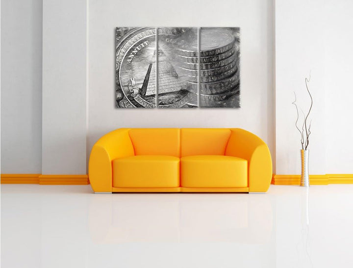 Pixxprint Illuminati Pyramide als Leinwandbild/Grösse: 3 Teilig (120x80) cm/Wandbild/Kunstdruck/fert