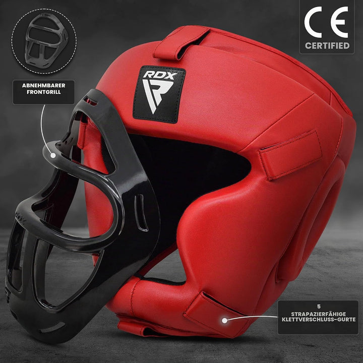 RDX Kopfschutz Boxen Gitter, Maya Hide Leder, MMA Kickboxen Kampfsport Thaiboxen Gesichtsschutz, Box