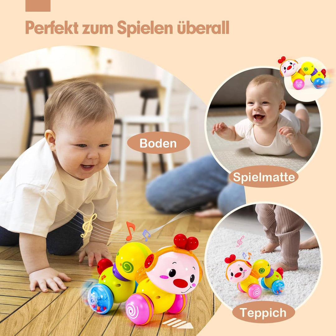 CubicFun Musik Baby Spielzeug Raupe für 6-12-18 Monate, Kriechendes und Singendes Musikalisches Baby