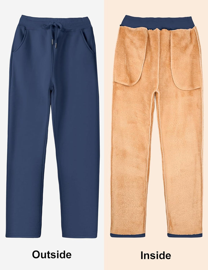 UMIPUBO Gefütterte Jogginghose Damen Warm Fleece Freizeithose Winter Thermo Fleecehose High Waist Sw