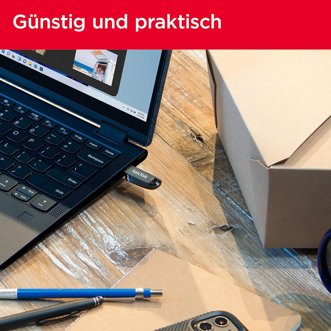 SanDisk Ultra Curve 3.2 Flash-Laufwerk 128 GB (bis zu 100 MB/s Lesen, RescuePRO Deluxe-Software, Sch