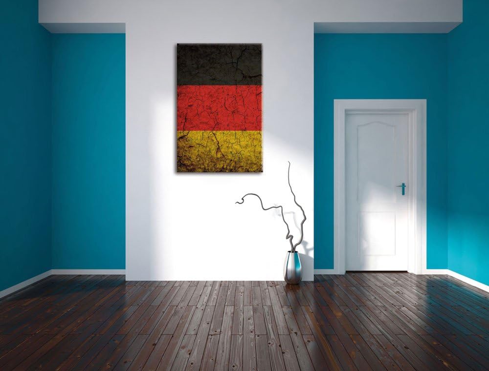 Deutschlandfahne, Format: 100x70 auf Leinwand, XXL riesige Bilder fertig gerahmt mit Keilrahmen, Kun