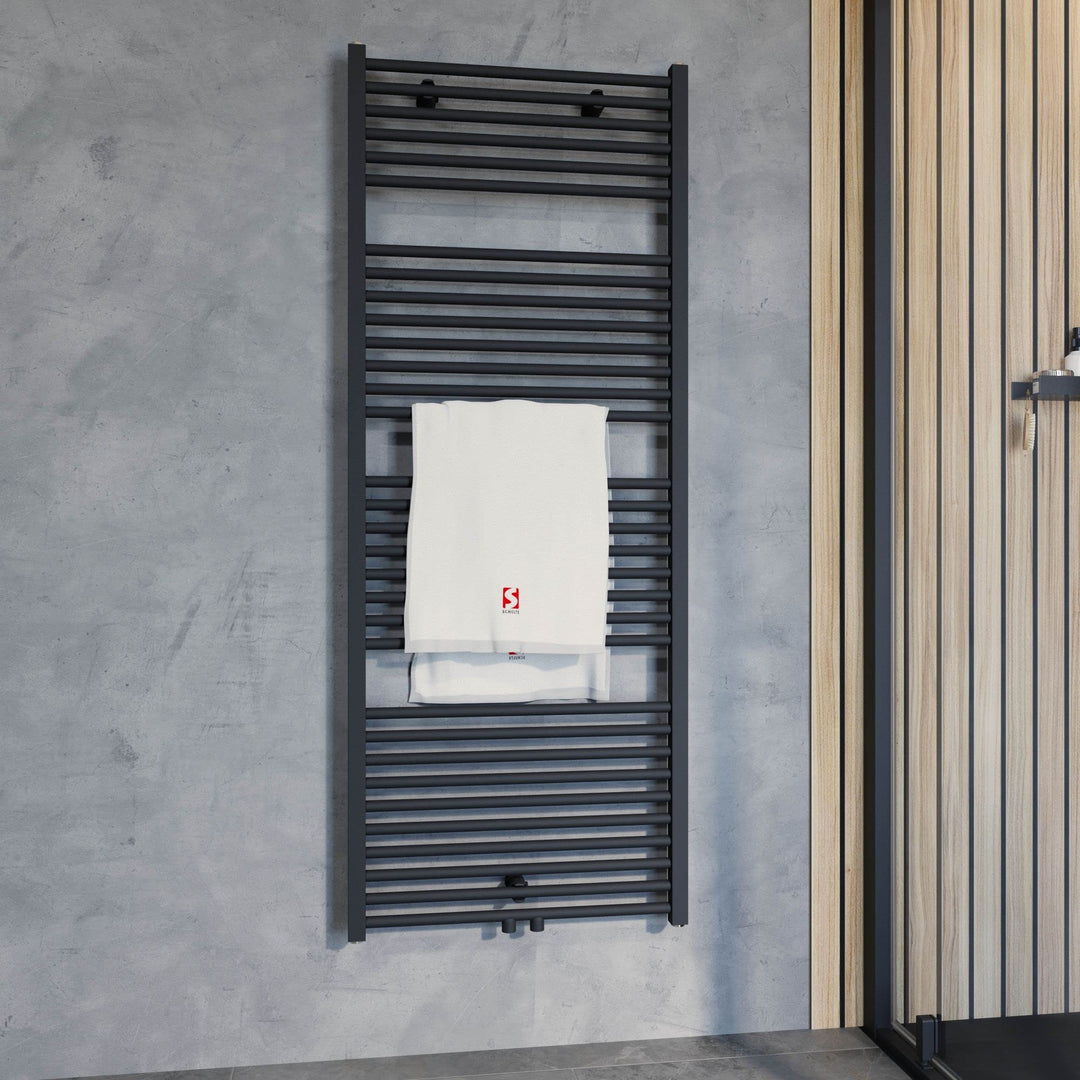 Schulte Bad-Heizkörper Turbo, 153 x 60 cm, 823 Watt Leistung, Mittelanschluss,Mattschwarz, Handtuchh