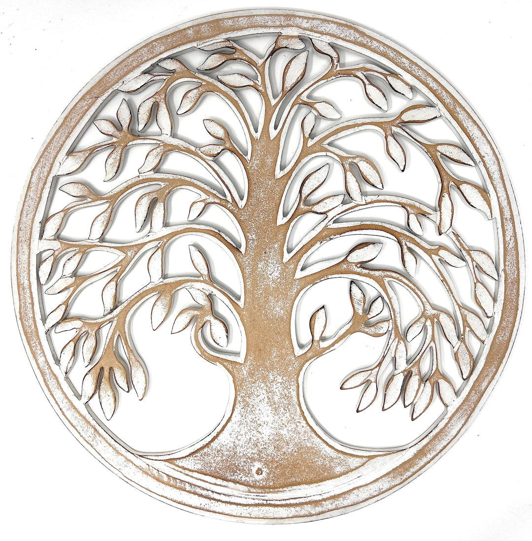 TRINTURA Wandbild Baum des Lebens Mandala Beringin 60cm (White) Lebensbaum