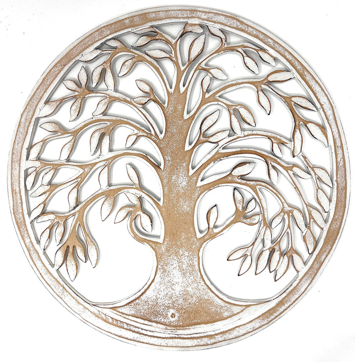 TRINTURA Wandbild Baum des Lebens Mandala Beringin 60cm (White) Lebensbaum