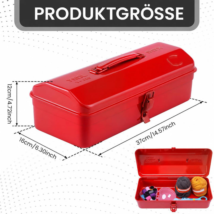 Werkzeugkoffer leer Gross Werkzeugbox 37×16×12cm Robust Langlebig Metall Werkzeugkasten mit Tragegri