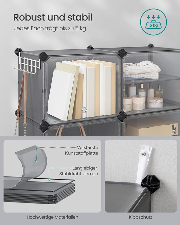 SONGMICS Schuhregal, Schuhschrank, für Garderobe und Eingangsbereich, anpassbar, 10 Fächer, für bis