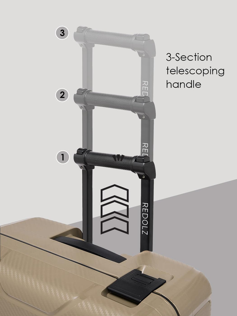 REDOLZ Hartschalen Kabinen-Koffer ohne Reissverschluss | 3-Punkt-Verschluss-System | Kleiner Trolley