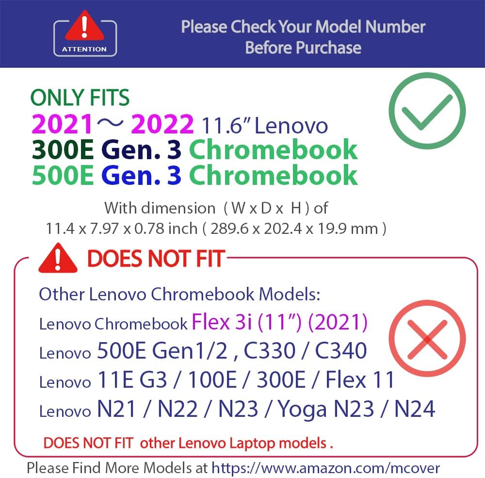 mCover Hardshell Case Nur kompatibel mit 2021 11,6" Lenovo 500E Chromebook Gen 3 2-in-1-Laptop (Nich