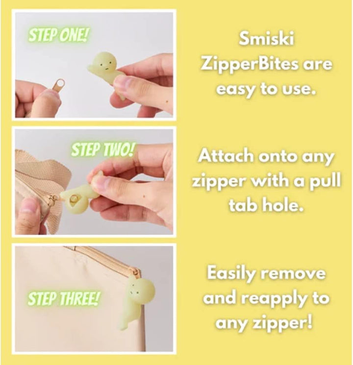 Smiski Hugging Knees ZipperBite Glow in The Dark Zipper Pull