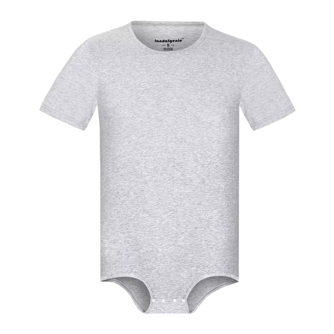 Landofgenie Männer Kurzarm Strampler Pyjama Bodysuit One Piece Strampler XS Hellgrau, XS Hellgrau