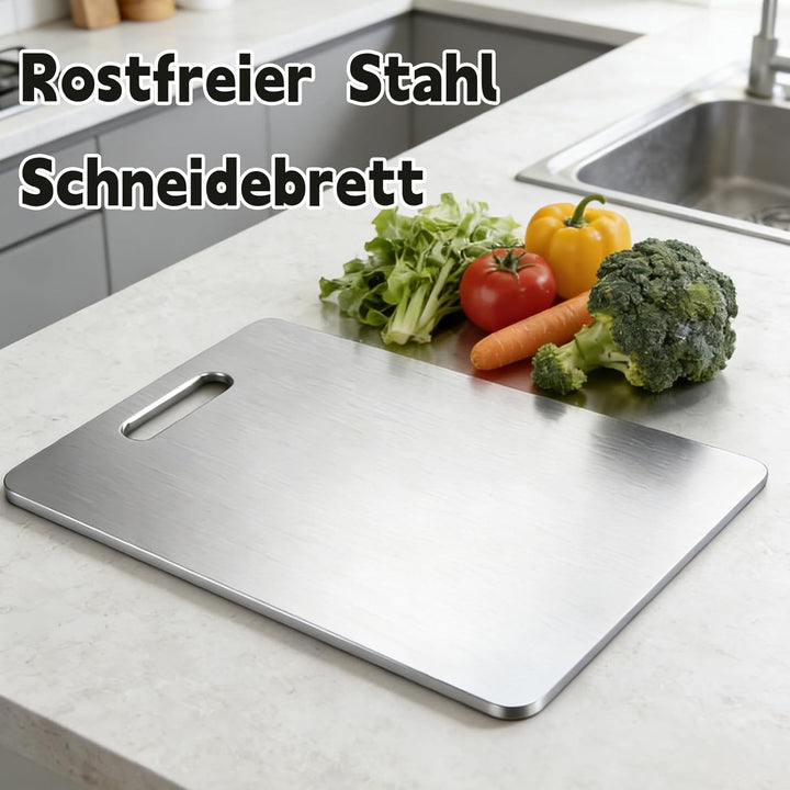 Titan Schneidebrett Set, 3 Stück Schneidebrett Edelstahl, Doppelseitiges Schneidebretter für Fleisch