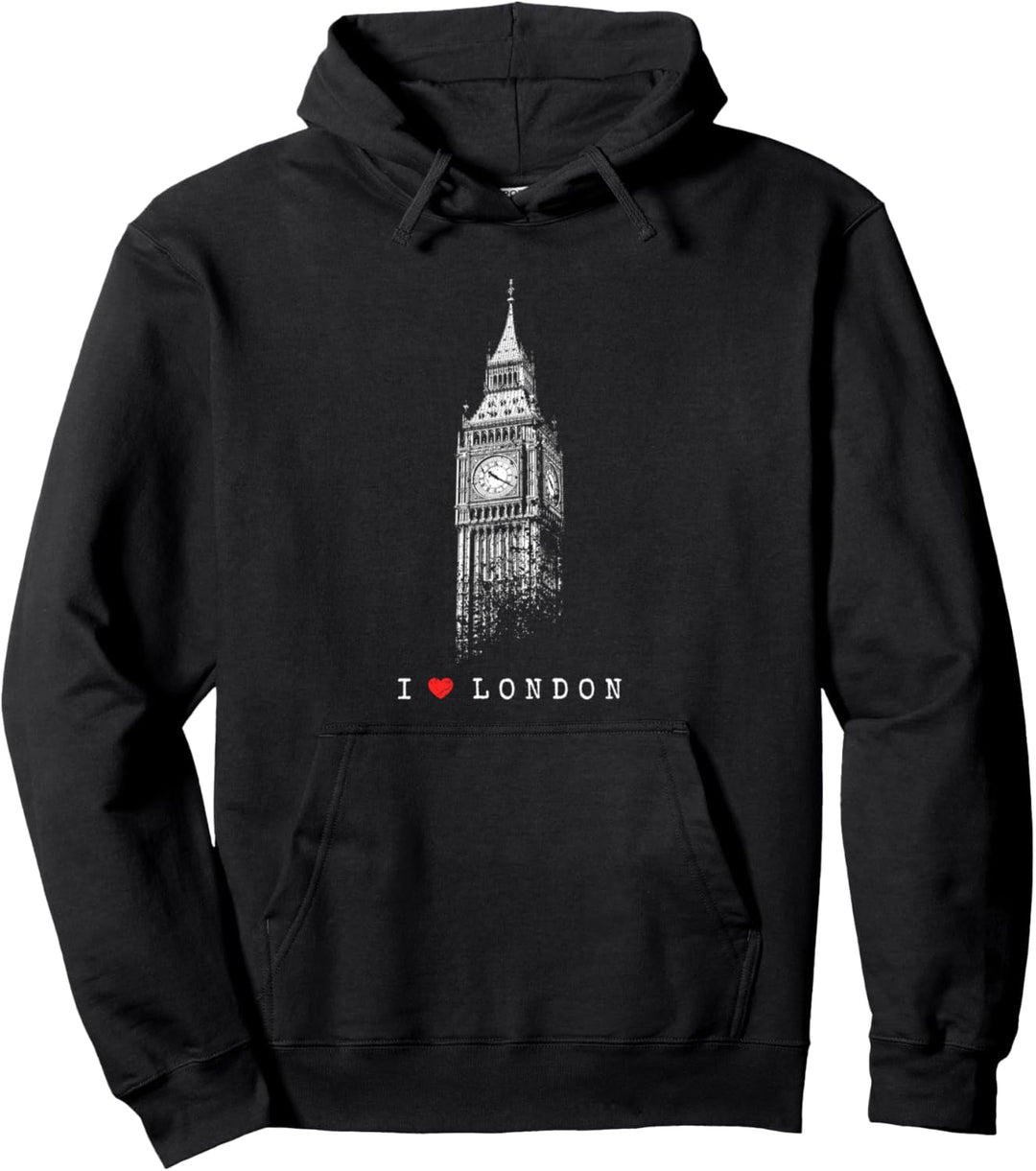 London Big Ben Vintage Skyline England UK I Love London Pullover Hoodie