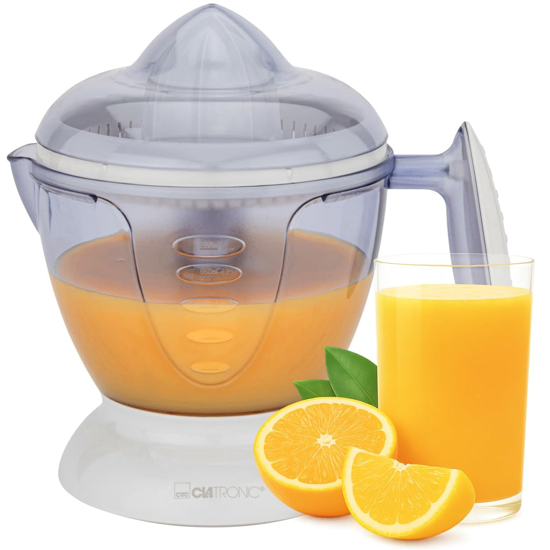 Clatronic® Saftpresse elektrisch | automatische Start-/Stoppfunktion | 1,2 Liter Orangensaftpresse |