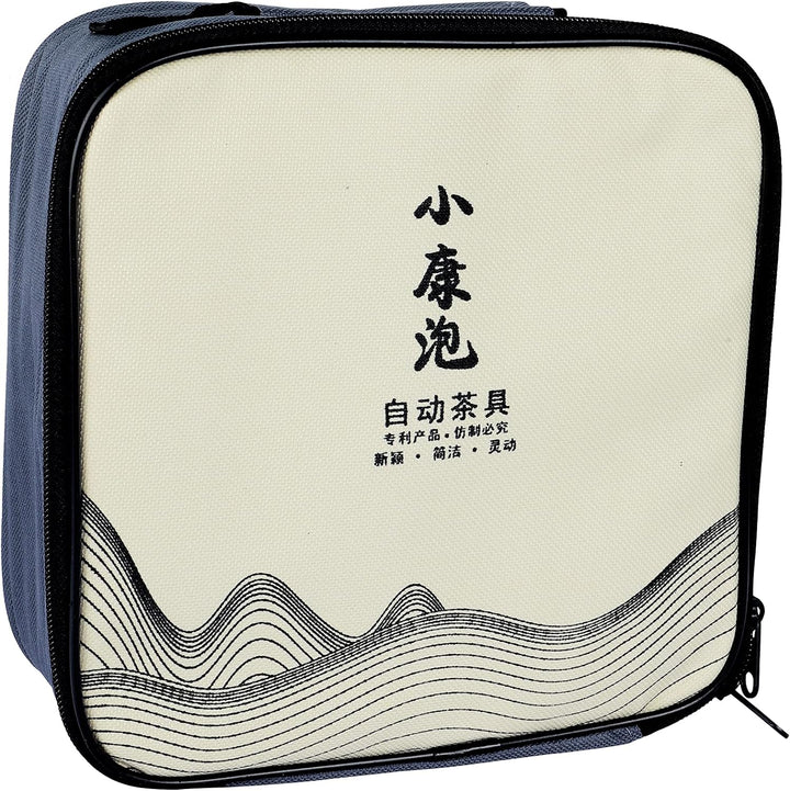 fanquare Porzellan Tragbares Reise Tee Set, Gold Blumen Muster, 4 Tassen, Teekanne und Bambus Tee Ta