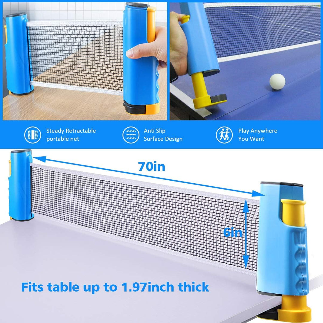 FBSPORT Tischtennis Set Profi, 2 Tischtennisschläger + Einziehbarem Netz + 6 Tischtennis-Bälle + 1 T