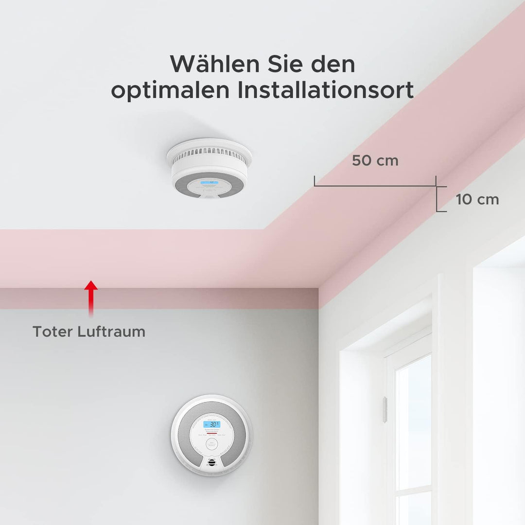 X-Sense Rauch-CO Melder 10 Jahrer Rauch-und Kohlenmonoxid-Melder, mit LCD Anzeige und Prüftaste, 360