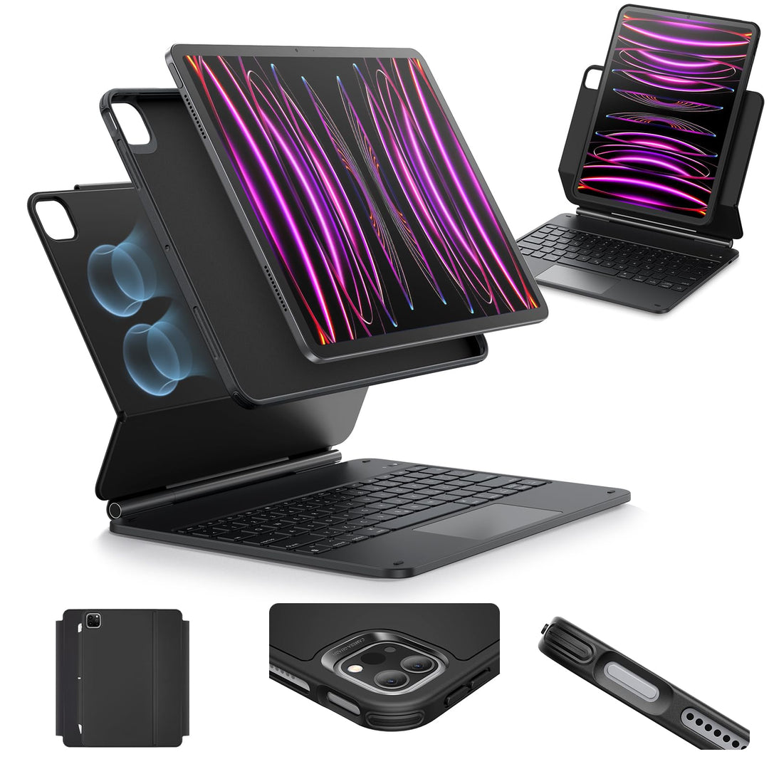 ESR Magnetische Keyboard Hülle, iPad Tastatur Hülle für iPad Pro 12.9 2022, magnetischer Ständer, Po