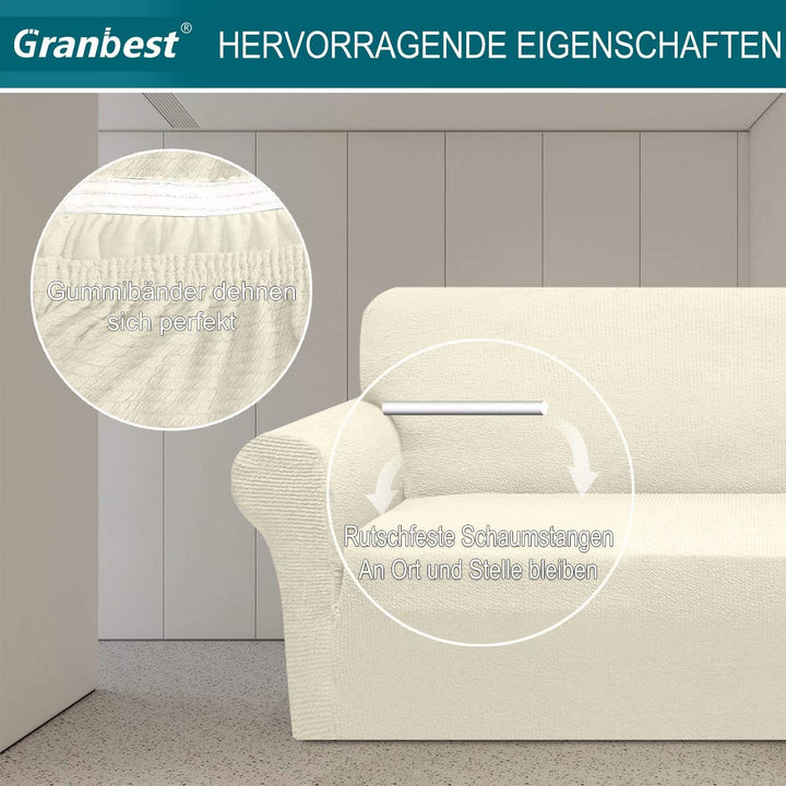 Granbest Dicke Sofabezug 3 Siter Stretch und Stilvolle Couchbezug Möbelbezüge Anti Rutsch Kratzfest
