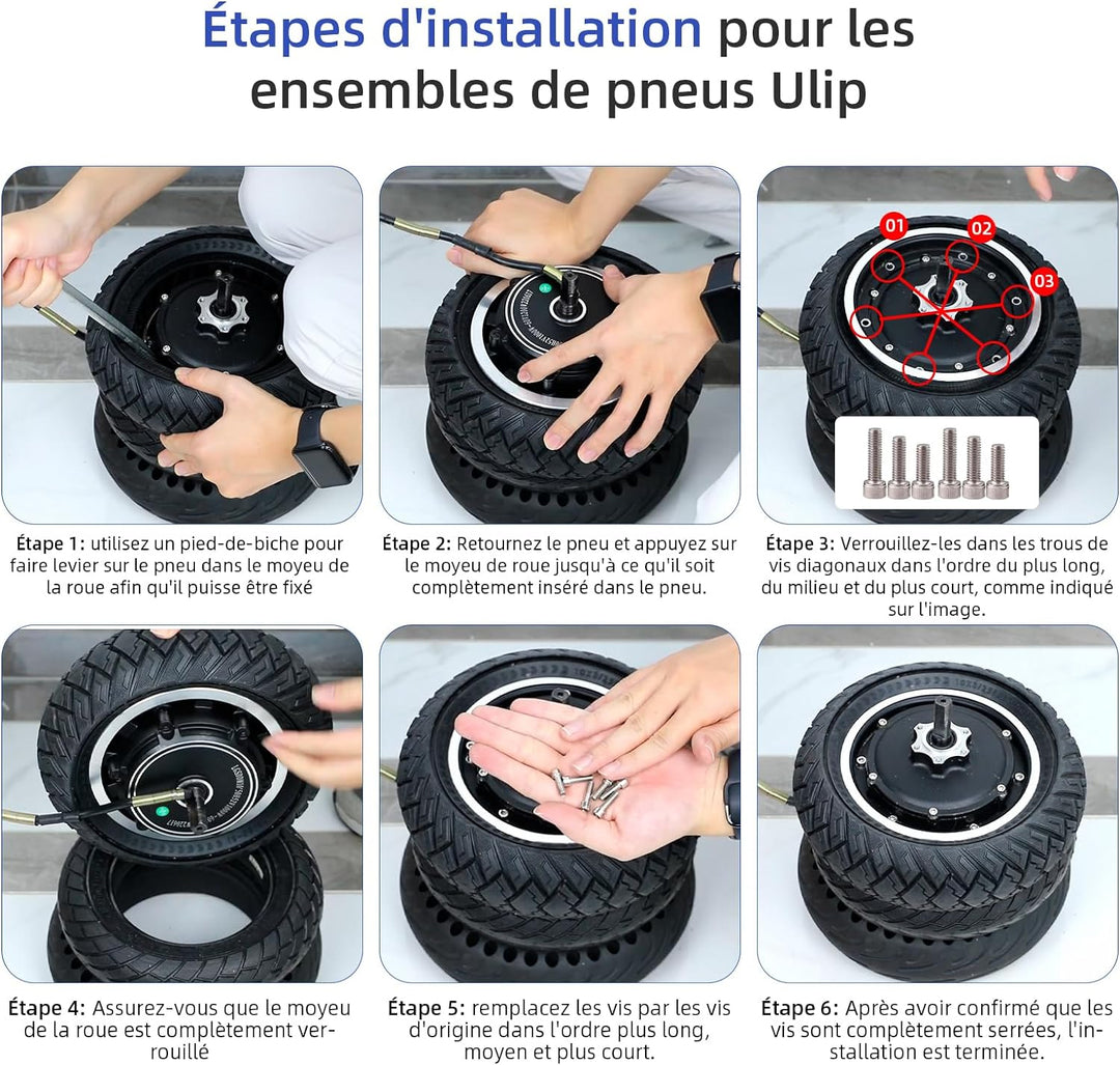 Ulip 10 x 3/255 x 80 (80/65-6) Reifen für Elektroroller, 10 Zoll, Ersatzreifen, vorne oder hinten, f