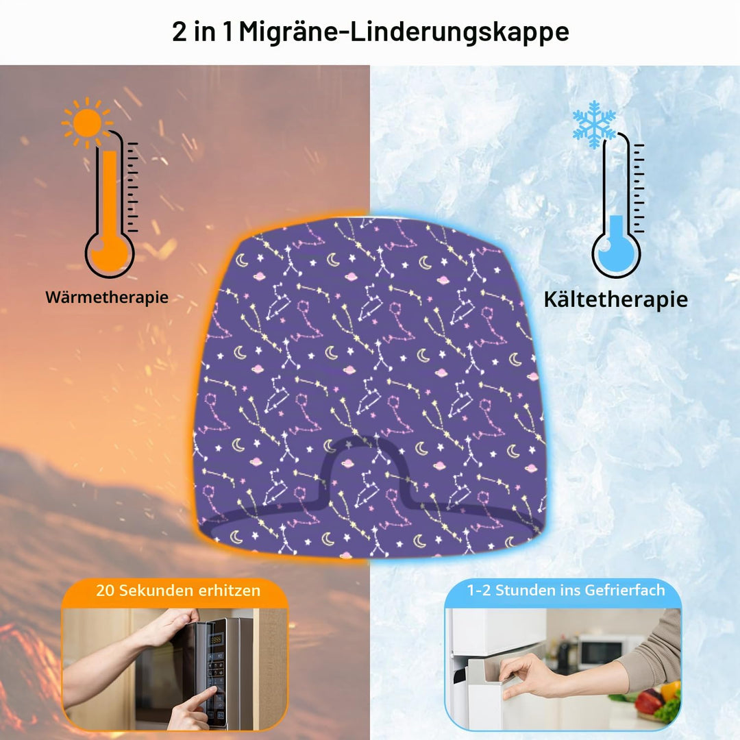 2 Stück Migräne Maske und Augenmaske Kühlend, Migräne Kühlmaske, Migraine Relief Cap, Kopfschmerzen