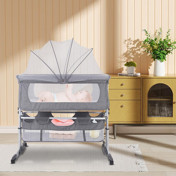 Babywiege, Beistellbett Babyfaltbar, tragbar, für Reisen, mit Moskitonetz, 3-in-1, höhenverstellbar