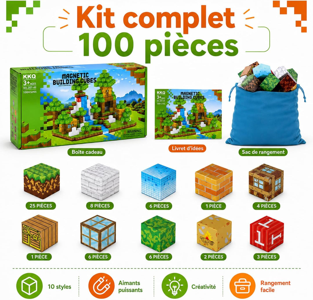 Magnetische Bausteine [100PCS 2.5cm] Bauen Mine Magnete Welt Set für Kinder Montessori Kreative Spie