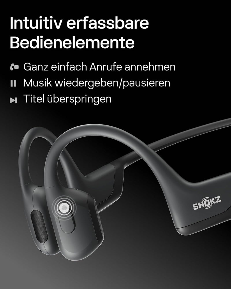 SHOKZ OpenRun Pro Knochenschall Kopfhörer, Open-Ear Kabellos Sport Kopfhörer mit Noise-Cancelling Mi