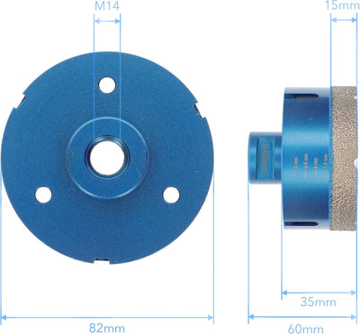 PRODIAMANT Diamant Fliesenbohrer 82 mm x M14 Fliese, Feinsteinzeug, Keramik für Winkelschleifer Prem