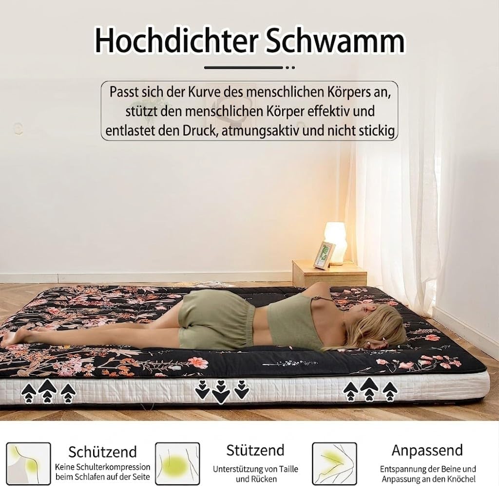 MAXYOYO Futon-Matratze, Gepolstert Japanische Bodenmatratze Gesteppte Bett Matratzenauflage, Extra D