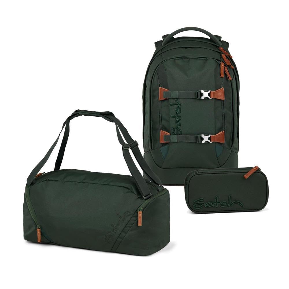 Satch Pack Nordic Black Skandi Edition Schulrucksack Set 3tlg. inkl. Schlamperbox und Sporttasche (F