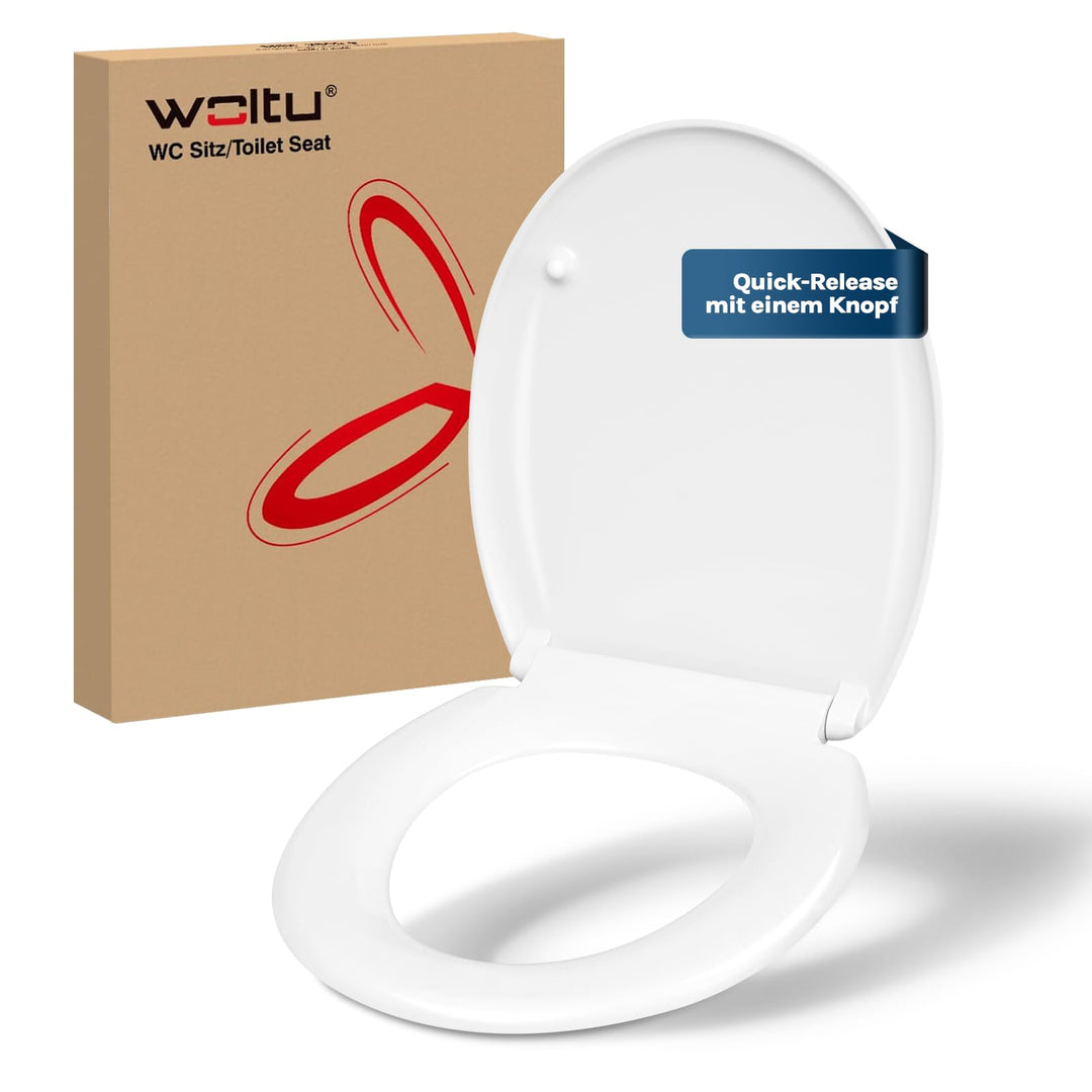 WOLTU Toilettendeckel, WC-Sitz mit Absenkautomatik, Klobrille Klodeckel mit Schnellverschluss, Toile