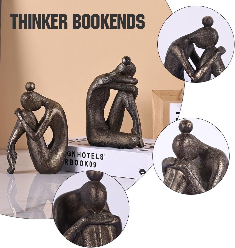 Buchstützen, einzigartig, dekorativ, Denkermädchen, modern, robust, rutschfest, Kunstharz, Buchstopp