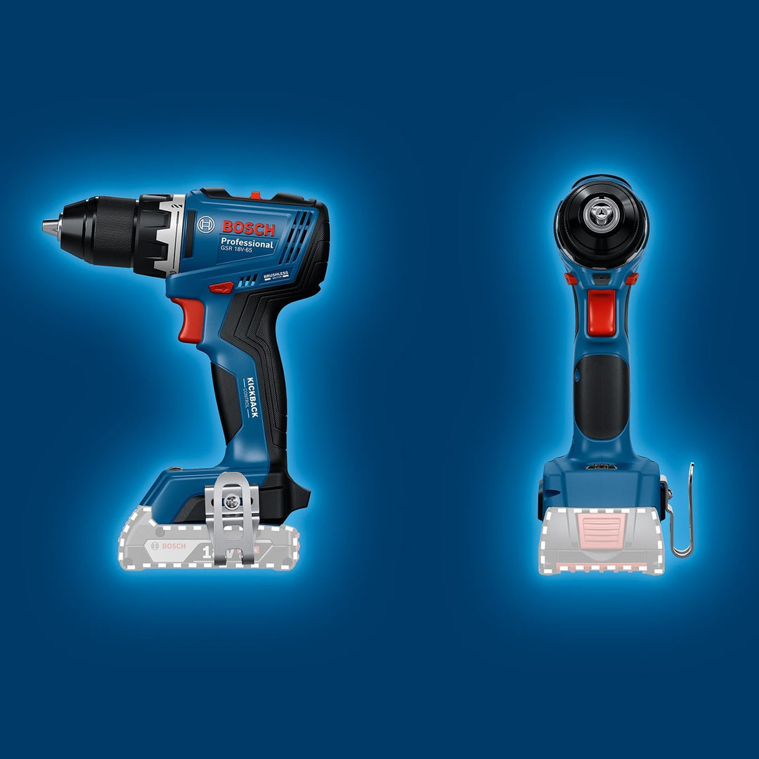 Bosch Professional 18V System Akku-Bohrschrauber GSR 18V-65 (bürstenloser Motor, inkl 2x Akku GBA 18