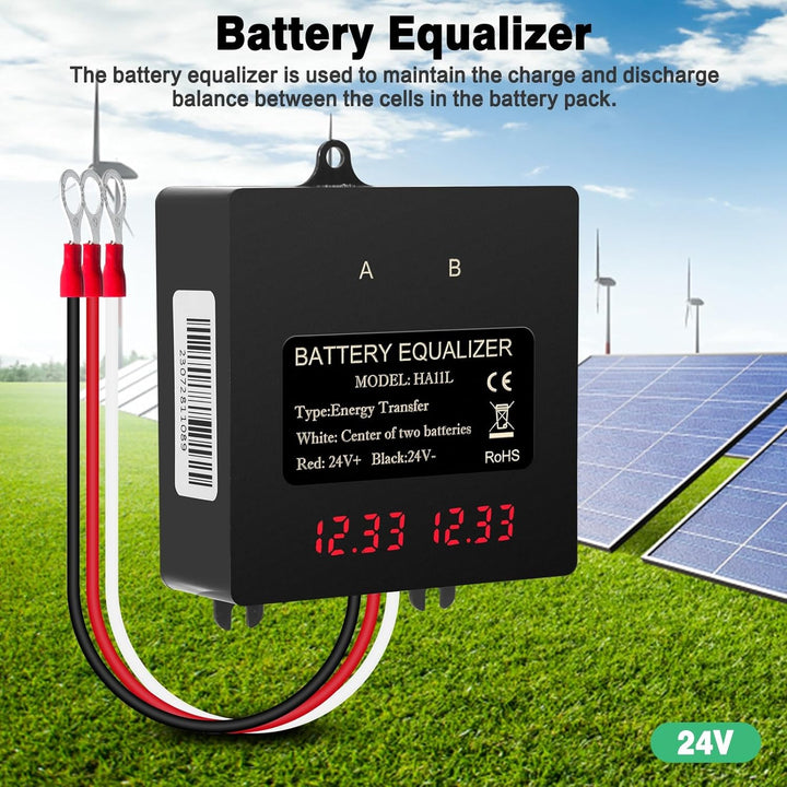 DEWIN Batterie-Balancer, Batterie-Equalizer 24V Digitalanzeige 2 x 12V Batterie-Balancer for Blei-Sä