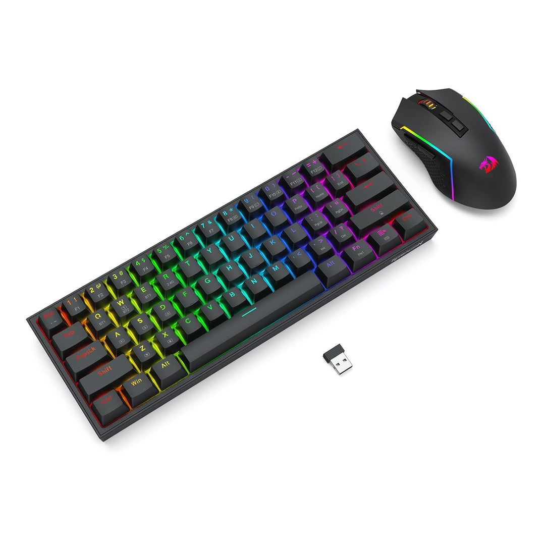 Redragon S144 Gaming Tastatur & Maus Combo, 60% K617 Tri-Mode Wireless RGB Mechanische Tastatur und