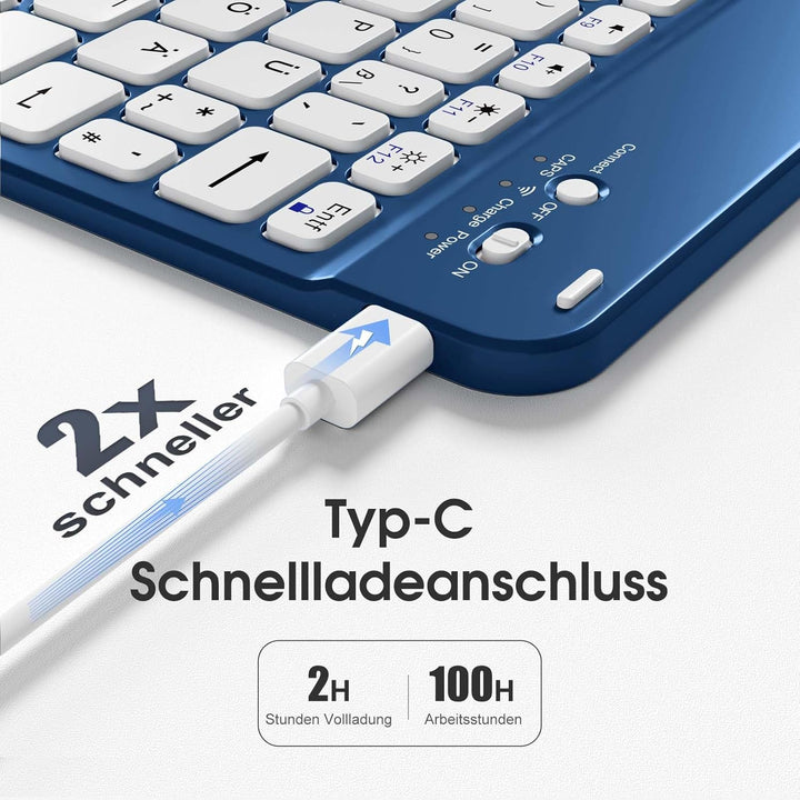 Vobafe Hülle mit Tastatur für iPad A16 11/10 Generation (2025/2022, 10,9/11 Zoll), Magnetisch Abnehm
