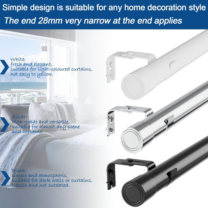 Gardinenstange Ausziehbar Vorhangstangen Curtain Rod Stange für Vorhänge Erstellbare Länge mit Kappe
