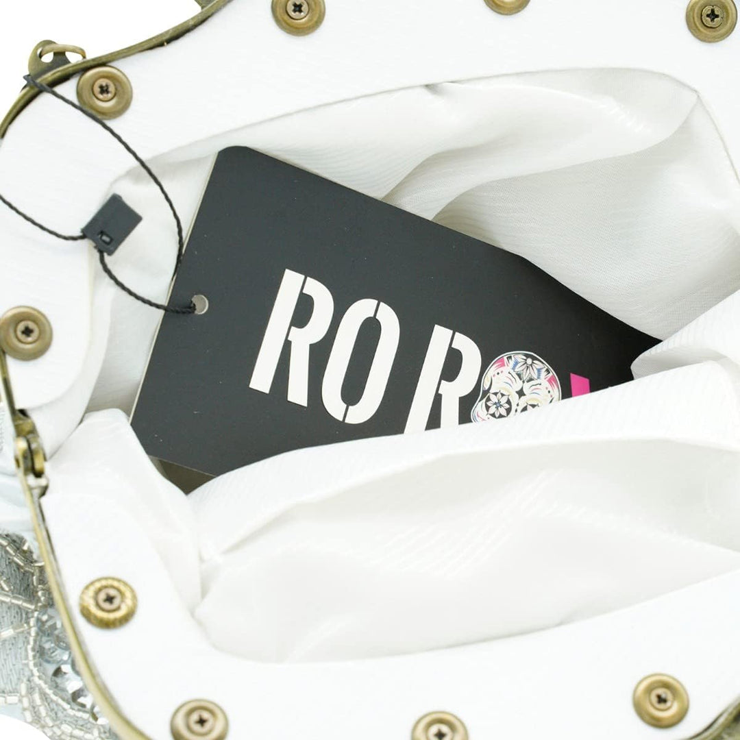 Ro Rox Margeret Retro Stickerei Abend Abschlussball Party Handtasche Silber, Silber