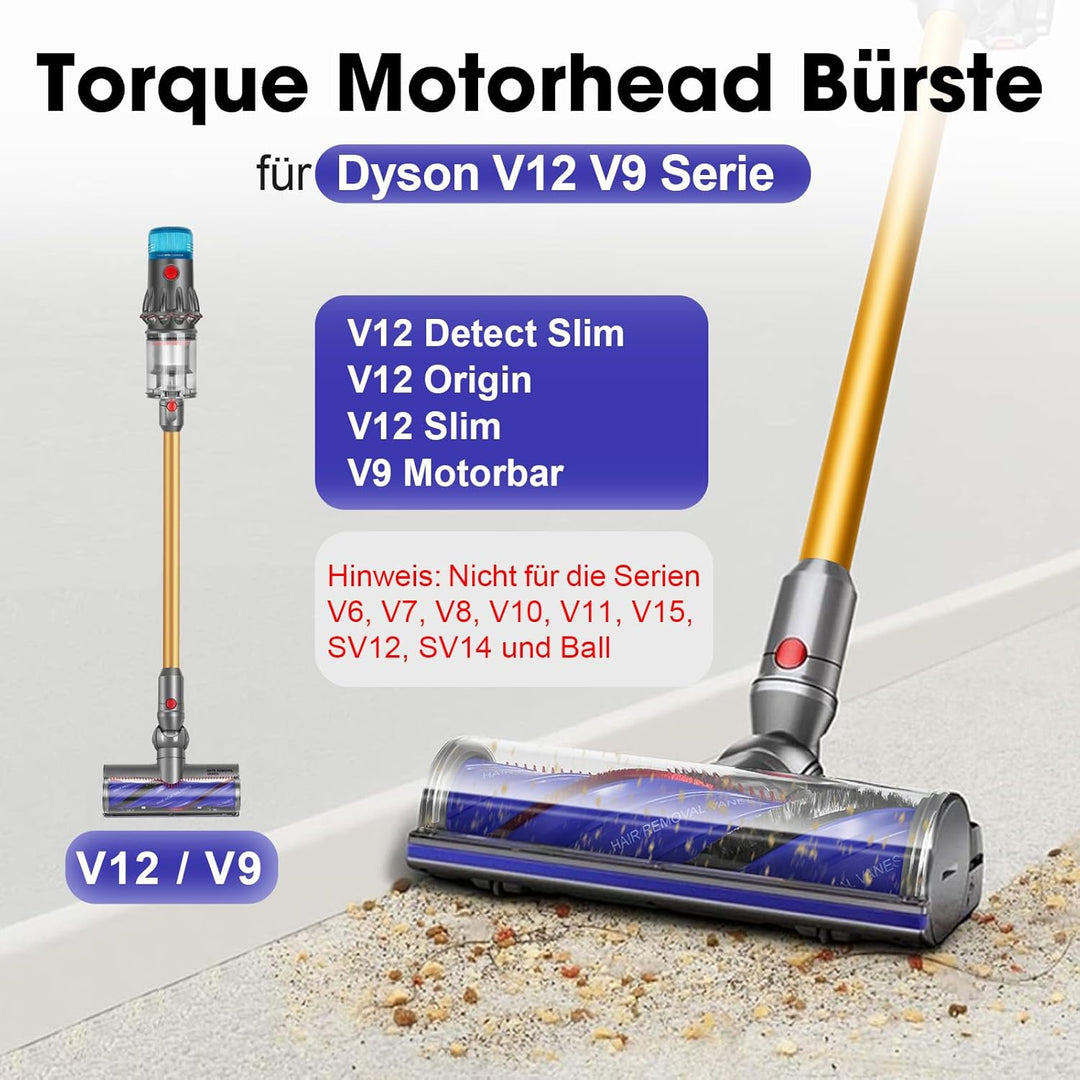 V12 Bodendüse Bürste für Dyson V12 Detect Slim / V12 Origin /V9 Bodenbürste Zubehör Elektrobürste Mo