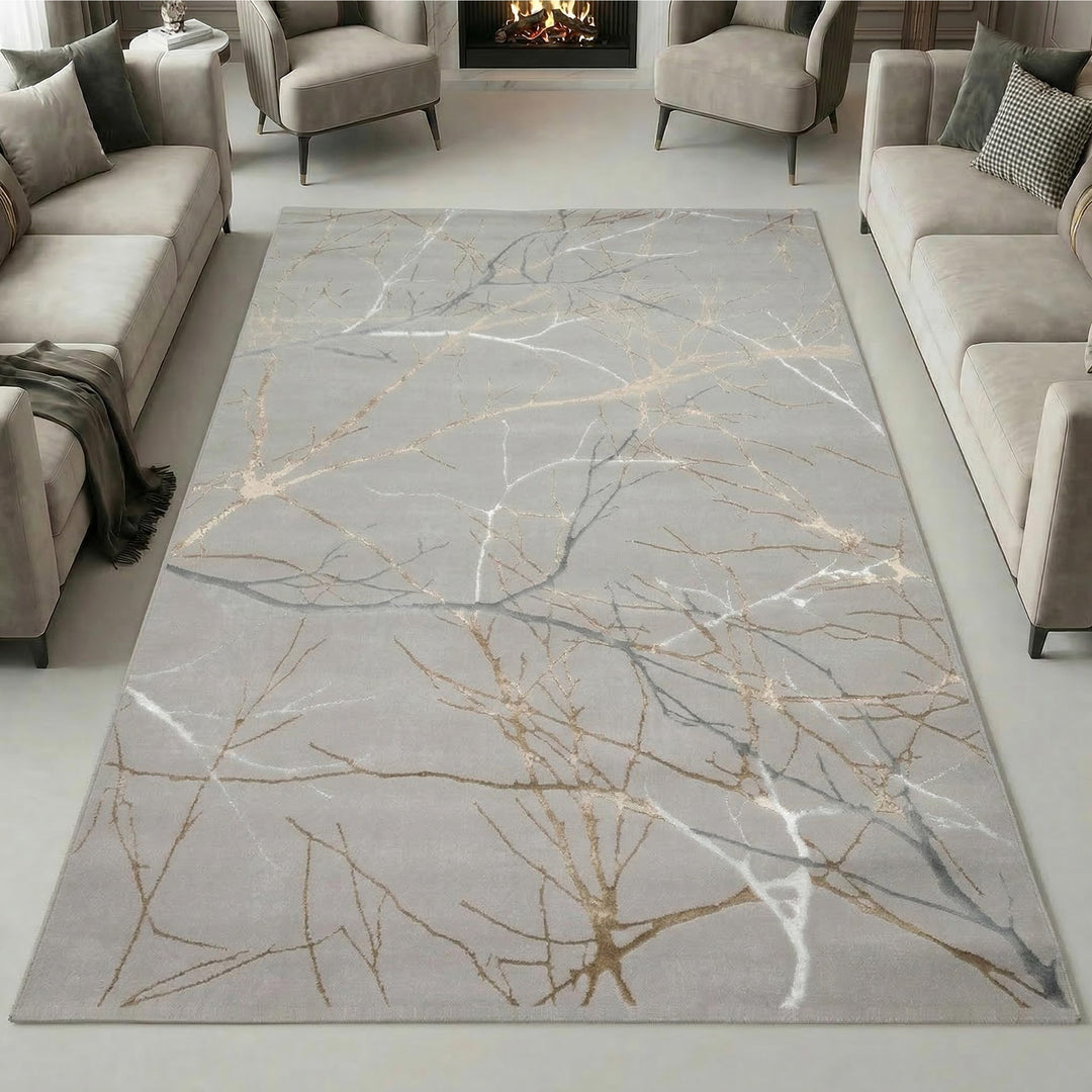 Teppich-Traum Designer Teppich Flur Wohn- & Schlafzimmer abstraktes Ästemuster Gold Grösse 120x170 c
