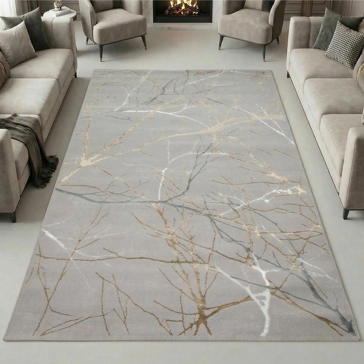 Teppich-Traum Designer Teppich Flur Wohn- & Schlafzimmer abstraktes Ästemuster Gold Grösse 120x170 c