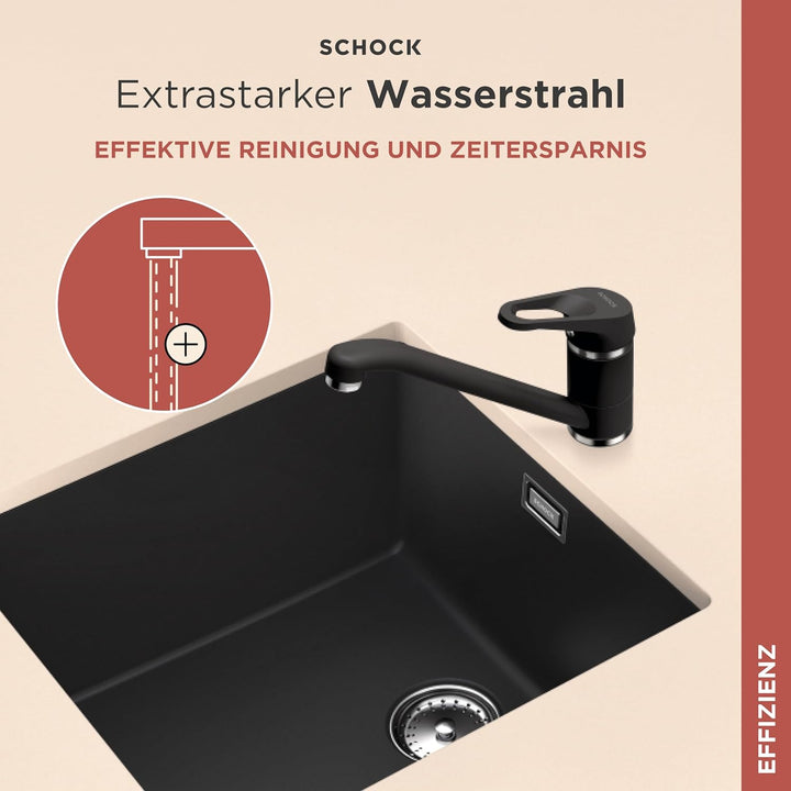 SCHOCK® Küchenarmatur COSMO Chrom I Hochdruck Einhebelmischer mit Festauslauf I 360° schwenkbar I Ze