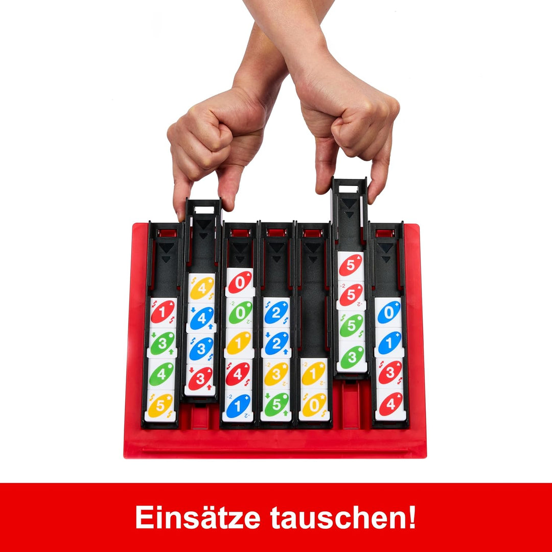 Mattel Games Uno Quatro, Steine nach Farben oder Zahlen sortieren, mit Aktionssteinen, Perfekt als K