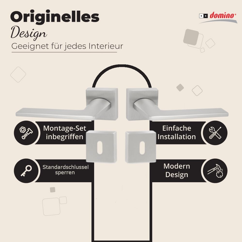 domino Türgriff DIANA-QR M4 BB-Buntbart Drückergarnitur für Zimmertüren Türdrücker-Set Rosetten-Garn