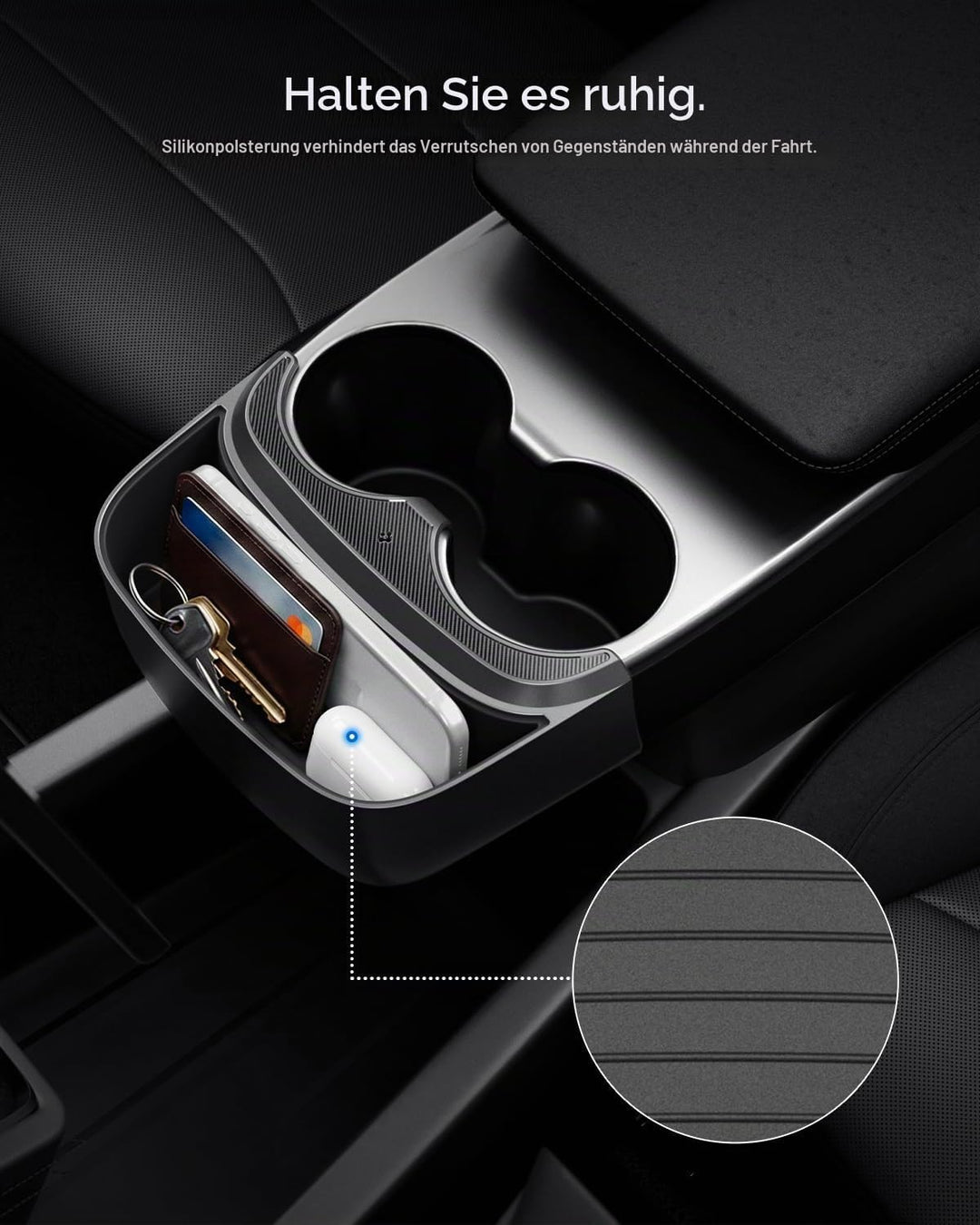 Spigen Tesla Model Y 2026 Juniper (NUR Standard) Auto Mittelkonsole Organizer Erweiterung, rutschfes